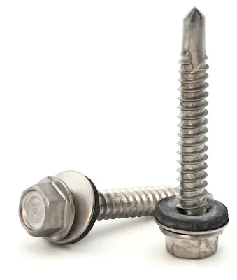 #10 Self Drilling Roofing Screws Hex Washer Head EPDM Rubber 410 Stainless Steel • $273