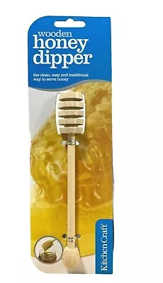 KitchenCraft Wooden Honey Dipper For Serving Dispensing Collecting From Jar Home • £2.99