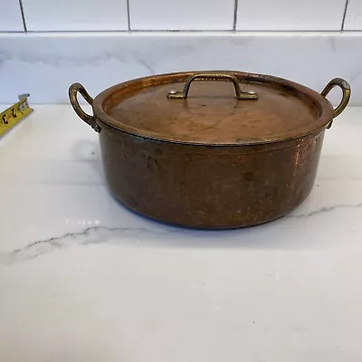 Vintage Copper Stock Pot Boiler Cookware Lined Lidded • $69.99