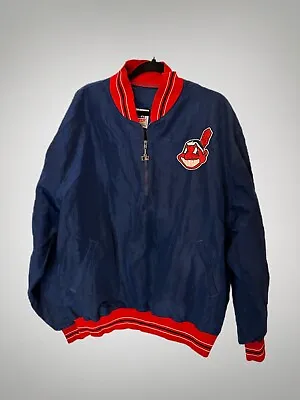 VTG Starter Cleveland Indians Jacket Windbreaker Pullover Blue Chief Wahoo XXL • $64.99