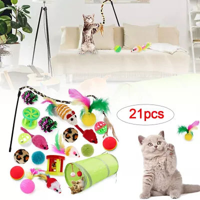 21X Funny Pet Toys Tunnel Cat Play Kitten Stick Mouse Cats Bulk Ball Toy Stick • $18.99