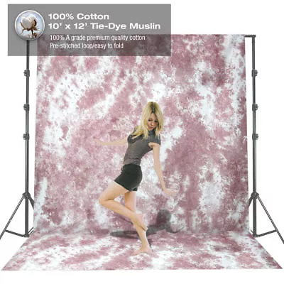 10 X 20 Ft Photo Studio Coral Red And White Hand Dyed Backdrop Back • $61.48