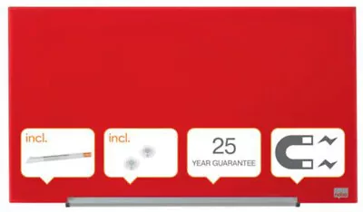 Nobo Impression Pro Glass Magnetic Whiteboard 680x380mm Red • £63.41