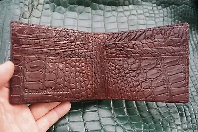 Full Real Crocodile Alligator Belly Leather Skin Men Bifold Wallet Brown #A25 • $62.90