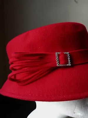 Red Wool Felt Hat SAPRATTUTTO CAPPELLI   Made In Italy • $13