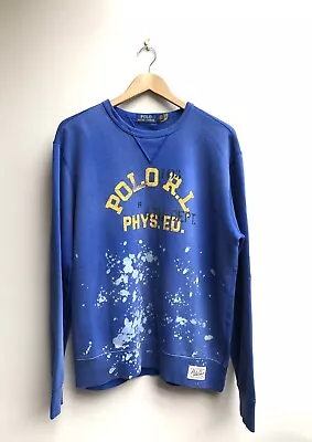 £60 • Buy BNWT Polo Ralph Lauren Blue Art Print Sweatshirt M Logo Jumper Loungewear Men’s