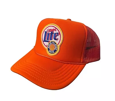 New Vintage Miller Lite Orange Beer Cap Hat 5 Panel High Crown Trucker Snapback • $24.95