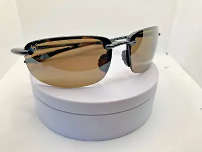 NEW UNUSED Maui Jim HOOKIPA H407-02 Wrap Black POLARIZED Bronze Lens Sunglasses • $159