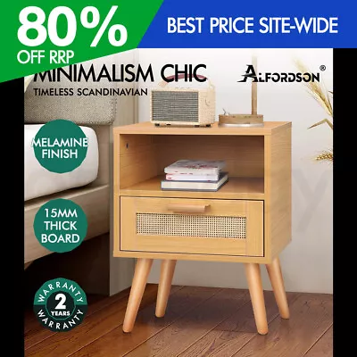 ALFORDSON Bedside Table Nightstand Side Storage Cabinet Scandinavian Rattan • $64.95