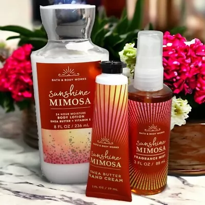 Bath & Body Works 3p Lot Sunshine Mimosa Lotion Hand Cream & Travel Mist (x3) • $29.99