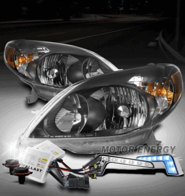 $242.95 • Buy For 03-08 Toyota Matrix Black Headlights Headlamps W/blue Led Drl Kit+6000k Hid