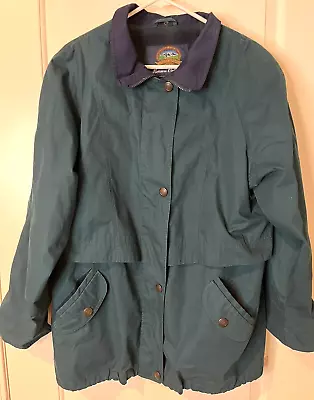 Vtg Pierson Outfitters Coat Womens L Teal Pacific Trail Anorak Flannel Lined Zip • $19.57