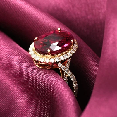 £3847.49 • Buy ILIANA 18ct Gold AAA Tourmaline Halo Ring Size N With Diamond Metal Wt. 3.9 Gms