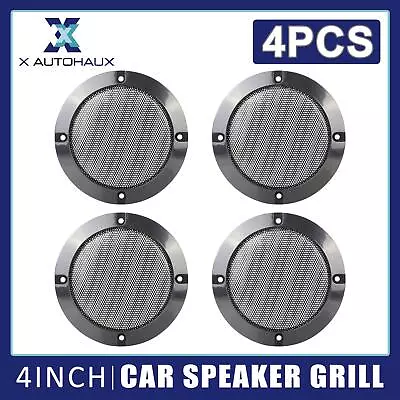 4pcs 4  Car Metal Speaker Cover Mesh Subwoofer Grill Horn Guard Glossy Black • £9.59