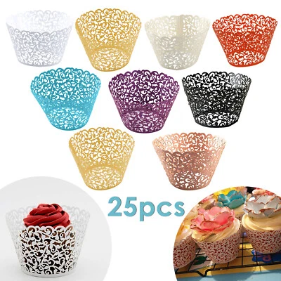 £4.29 • Buy 25 Filigree Vine Cupcake Wrapper Wraps Cases Laser Cut Wedding Birthday Party