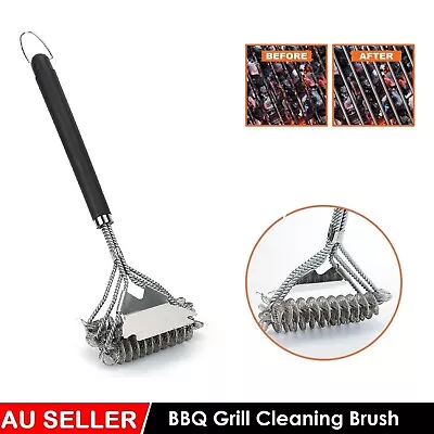 BBQ Grill Brush Scraper Scrubber Barbecue Cleaning Stainless Steel Cleaner Tool • $20.99