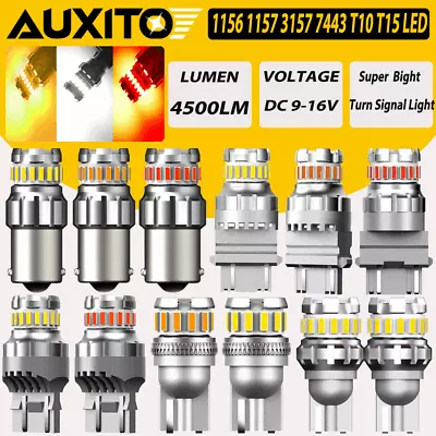 AUXITO 1157 3157 7443 LED Turn Signal Light Bulbs CANBUS Anti Hyper Flash Amber • $10.49