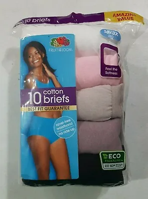 Fruit Of The Loom Women's 10 Pack Cotton Briefs NEW Sizes 6 8 9 & 10 • $16.99