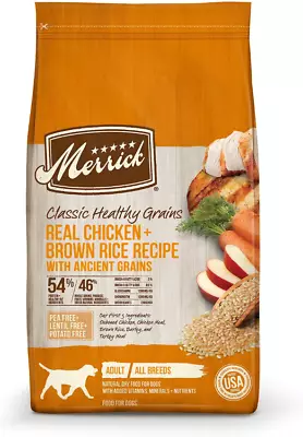 Merrick Classic Healthy Grains Real Chicken + Brown Rice Adult Dry Dog Food25lb • $45.97