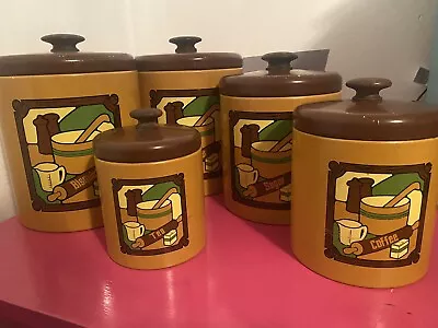 Randsburg Canister Set- Bisquick Marked 1973 Set Of 5 With Lids • $100