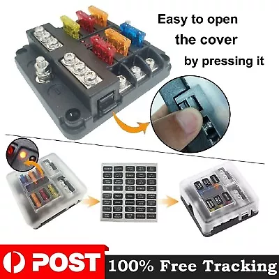 6 Way Blade Fuse Block Box Holder LED Light 12V 32V Circuit Vehicle Caravan Bus • $29.99