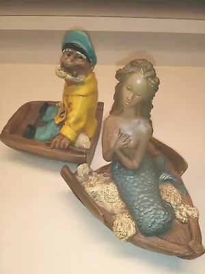 Rare Vintage Mermaid & Sailor Bookends Universal Statuary Corp. Chicago 1979 661 • $249.99