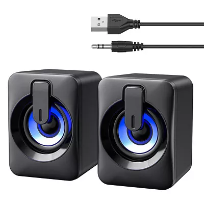 USB Wired Computer Speakers For Desktop Computer PC Laptop Sound Bar Stereo • £10.99