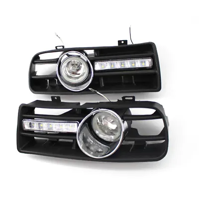 For VW Golf MK4 1998-04 02 01 H3 Fog Lights Light + Grilles With LED DRL Lamp • $49.60