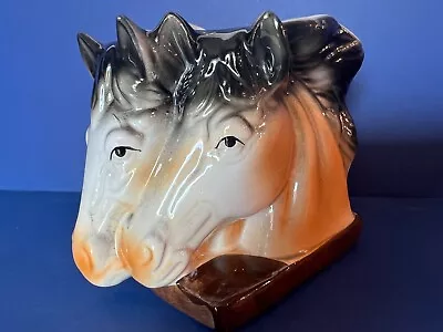 Vintage RELPO Double Horse Head Planter Vase T899 Original Foil Label • $19.99