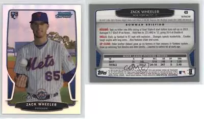 2013 Bowman Chrome Refractor Zack Wheeler #49 Rookie RC • $4.28