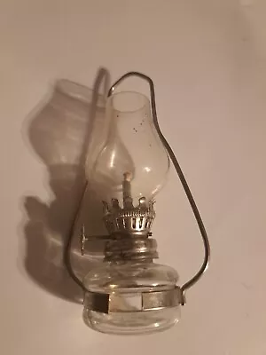 Vintage Mini 4  Kerosene Oil Lamp Lantern Made Hong Kong Clear Glass Primitive  • $14.99