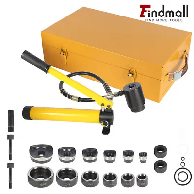 Findmall 10 Ton 1/2  - 2  Hydraulic Knockout Punch Driver Tool Kit With 6 Dies • $67.21