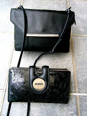 2 Mimco Crossbody Leather Black Bag & Mimco Leather Black Clutch. • $45.33
