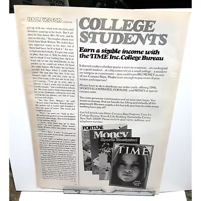 Time Inc College Students Income Vintage 1977 Magazine Print Ad • $4.99