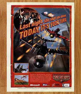 Crimson Skies Microsoft Flight - Video Game Print Ad / Poster Promo Art 2000 • $14.99