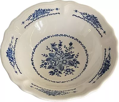 MAYHILL Federalist Ironstone Serving Bowl 9 1/4  Round Blue Floral Scalloped  • $18.95