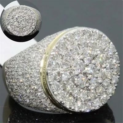 £3.20 • Buy Ring Pinky Iced Diamond Men's Lab Gold Out Band Cluster 18k Simulated  Fashion