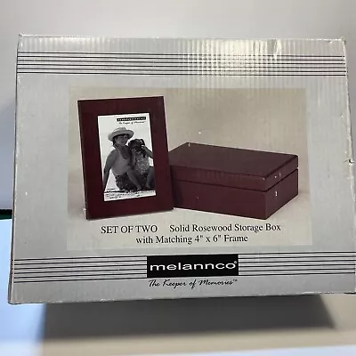 Melannco Solid ROSEWOOD Photo Storage Box & Matching 4” X 6” Frame Set • $22