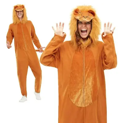 Circus Lion Costume Jumpsuit Zoo Jungle Animal Womens Mens Fancy Dress Outfit • £29.99