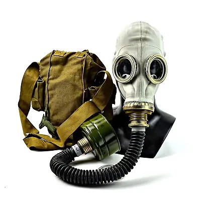 Soviet Russian Military Gas Mask GP-5 With Hose. Grey Rubber NATO Filter CF F3 • $40.66