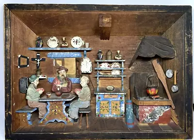 Vintage Italian 3D Diorama Wooden Shadow Box Folk Art Rustic Kitchen Handmade • $30