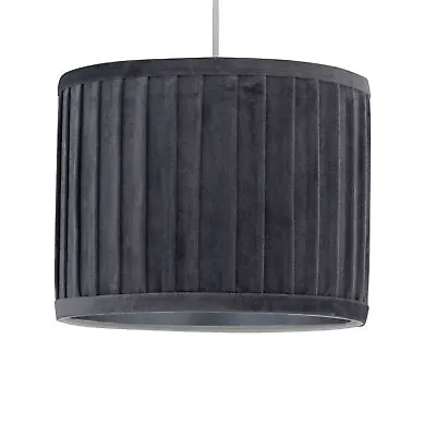 Modern Ceiling Lightshade 25cm Pendant Shade Table Lampshade Pleated Velvet • £16.99