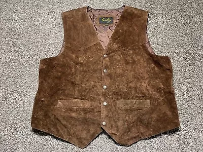 Scully Leather Vest Mens 2XL Brown Western Snap Cowboy • $39.99