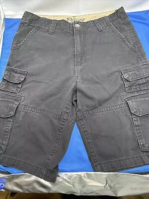 Mens Size 29 PLUGG Black Cargo Shorts Cotton Lots Of Pockets • $14.99