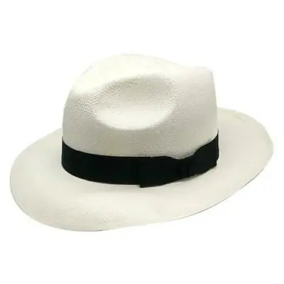 £74.95 • Buy Olney Genuine Panama Hat Snap Brim Bleached With Black Band