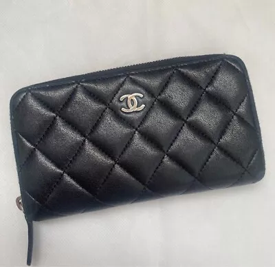 Auth Chanel Matelasse Long Wallet Black Color Round Zipper CoCo Mark Women's • $222.64