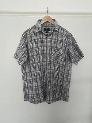 Guinness Grey Check Shirt (Size M) Short Sleeve - Ruffled Design Feel Logo White • £14.99