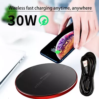 For Phone Wireless Charger 30W Ultra Slim Fast Charging Pad Charger Plate Mat • $10.99