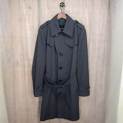 Viktor Rolf HM Men Trench Coat Removable Lining EU 40 US 50 Belted Collared Gray • $129.99