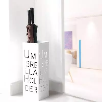 Square Umbrella Stand Storage Holder Rack Hook Steel  Hallway Decoration White • £17.99